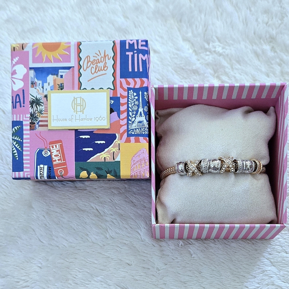 House🏠 of Harlow 1960 "XO" Stretch Bracelet With Glass🪟 Stones - NIB